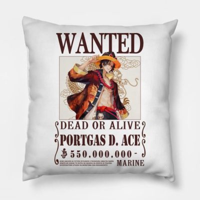 Portgas D Ace One Piece Wanted Throw Pillow Official One Piece Merch