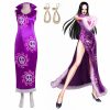 Anime One Piece Boa Hancock Cosplay Costume Earrings Halloween Carnival Cheongsam Set - One Piece Shop