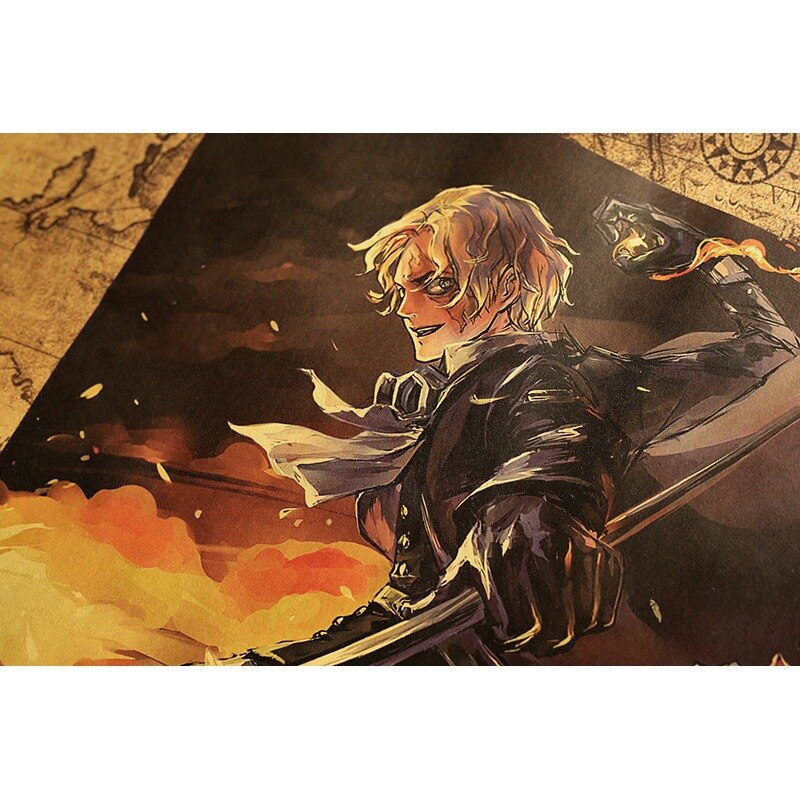Anime One Piece Luffy Eissaab vintage kraft paper poster Cafe Decorative painting Restaurant home installation wall 2 - One Piece Shop