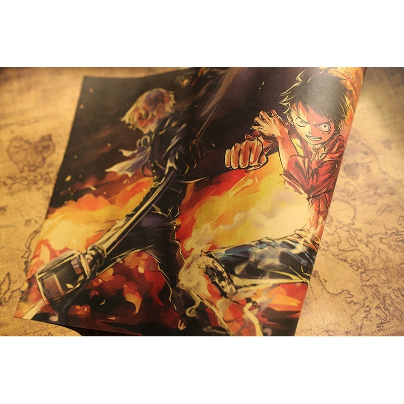 Anime One Piece Luffy Eissaab vintage kraft paper poster Cafe Decorative painting Restaurant home installation wall 3 - One Piece Shop