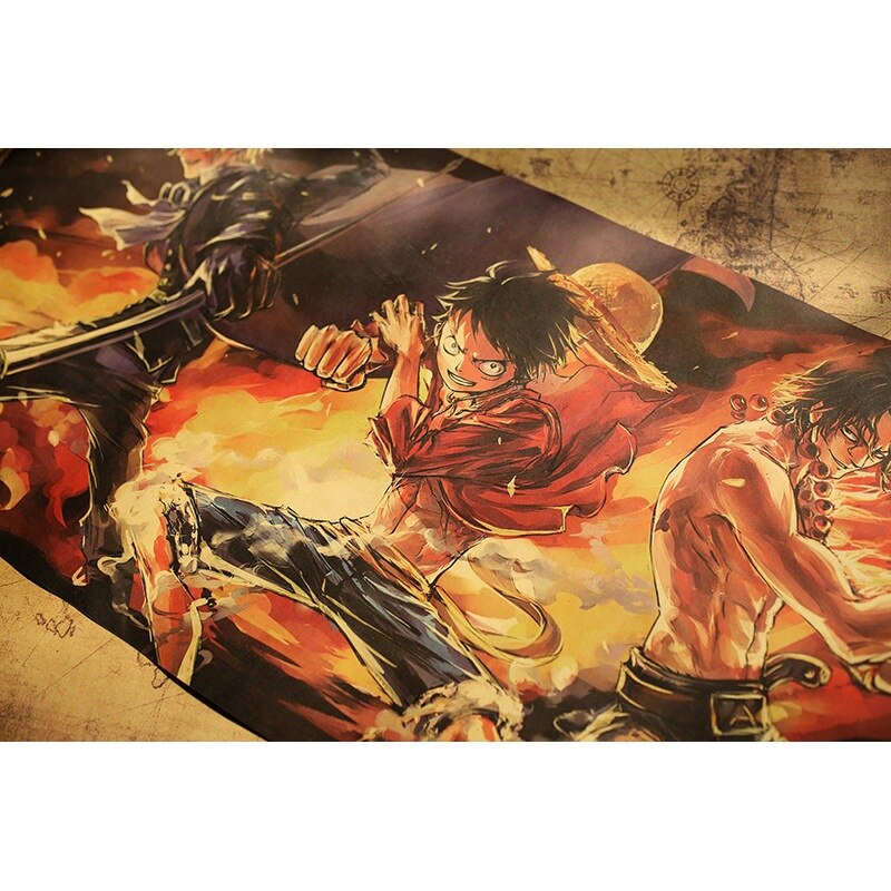 Anime One Piece Luffy Eissaab vintage kraft paper poster Cafe Decorative painting Restaurant home installation wall 4 - One Piece Shop