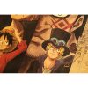 Anime One Piece Three Brothers White Beard Red Hair Dragon Kraft paper vintage poster bar cafe 3 - One Piece Shop