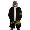 Black Trafalgar Law One Piece AOP Hooded Cloak Coat FRONT Mockup - One Piece Shop