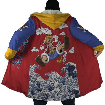 Luffy Gear 5 Sea Wave OP AOP Hooded Cloak Coat NO HOOD Mockup - One Piece Shop
