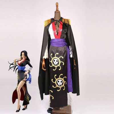 ONE PIECE Boa Hancock Cosplay Costume Custom size Black tops and skirt Black Cloak Halloween - One Piece Shop