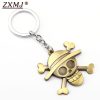 ONE PIECE Luffy Skull Rudder Keychain Anime Rotatable Metal Keyring 3D Luffy Skull Key Ring for 1 - One Piece Shop