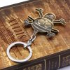 ONE PIECE Luffy Skull Rudder Keychain Anime Rotatable Metal Keyring 3D Luffy Skull Key Ring for 2 - One Piece Shop