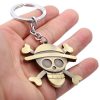 ONE PIECE Luffy Skull Rudder Keychain Anime Rotatable Metal Keyring 3D Luffy Skull Key Ring for 3 - One Piece Shop