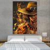 One Piece Blazing Fire Fist Ace Pirate Yellow 1pc Wall Art 1 - One Piece Shop