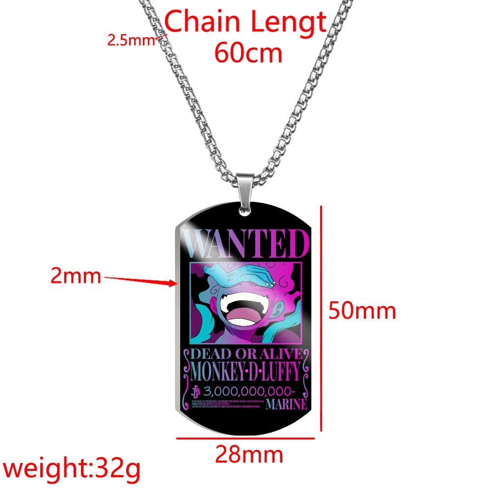 One Piece Luffy Necklace Stainless Steel Colorful Anime New Season Sun God Shape Tag Keychain Pendant 1 - One Piece Shop
