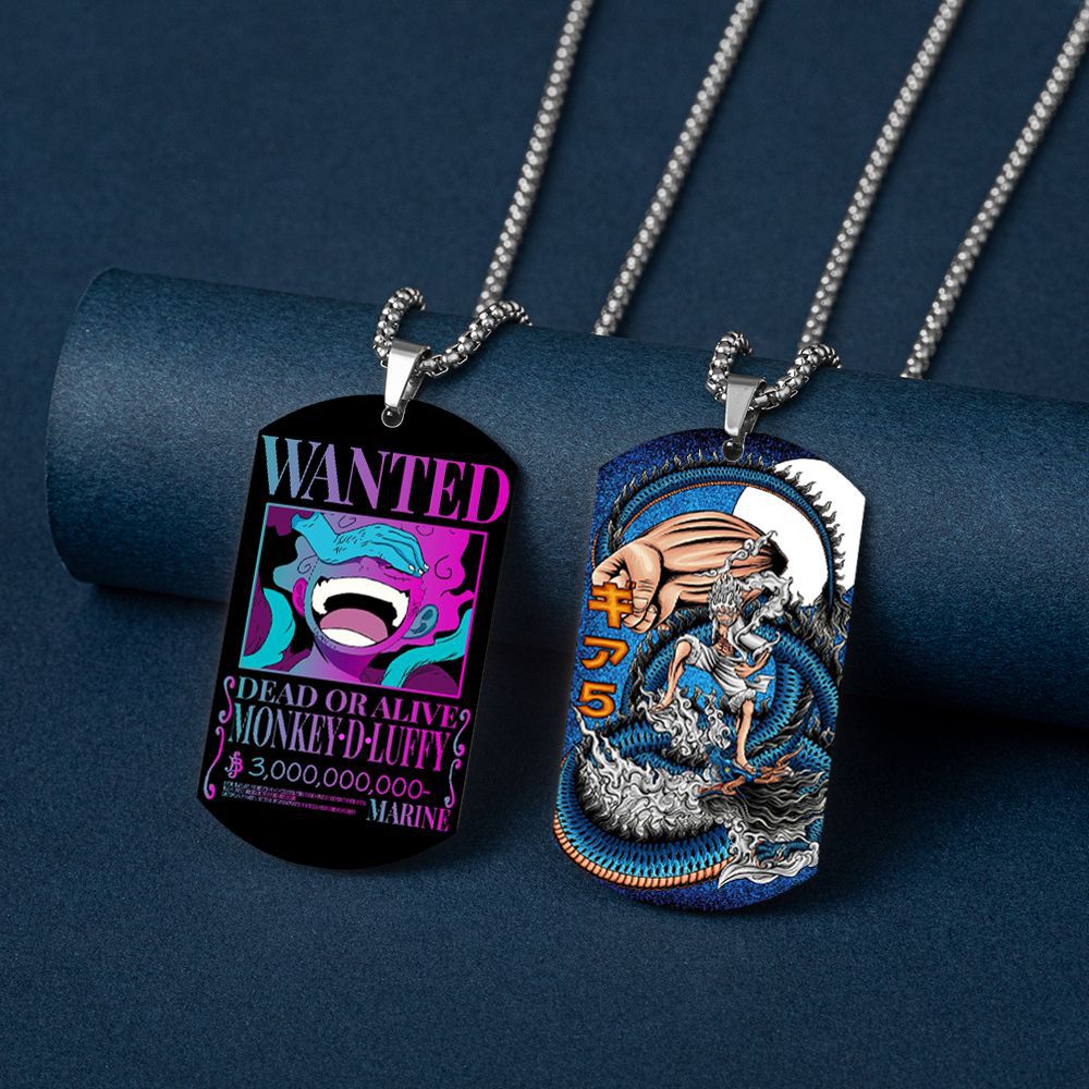 One Piece Luffy Necklace Stainless Steel Colorful Anime New Season Sun God Shape Tag Keychain Pendant - One Piece Shop