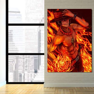 One Piece Portgas D Ace Fire Fist Power Orange 1pc Wall Art 3 - One Piece Shop