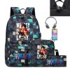 Three piece Set of Cartoon Riman One Piece USB Youth Student Schoolbag Male and Female Backpack 3 - One Piece Shop