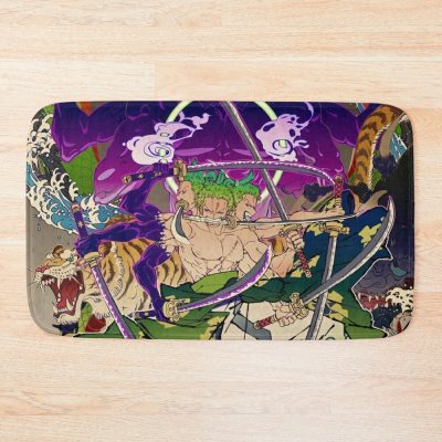 Cool Art Of Roronoa Zoro With Sword Bath Mat Official One Piece Merch