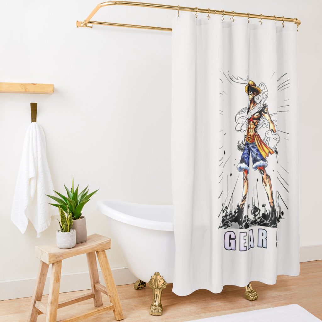 Anime Monkey D Luffy Gear 5 Shower Curtain Official One Piece Merch