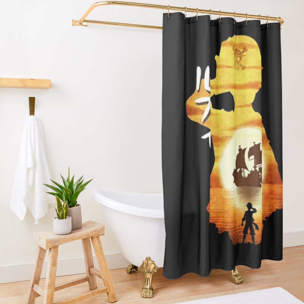 Straw Hat Luffy Shower Curtain Official One Piece Merch