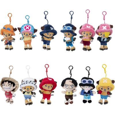 12CM One Piece Anime Figures Cosplay Plush keychain Toy Luffy Chopper Ace Law Sabo Cute Doll - One Piece Shop