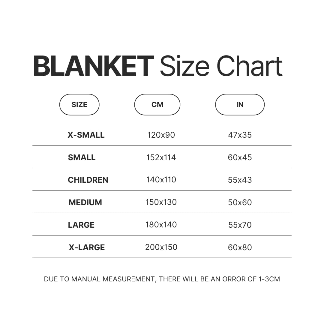 Blanket Size Chart - One Piece Shop