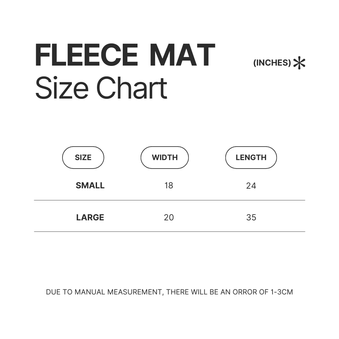 Fleece Mat Size Chart - One Piece Shop