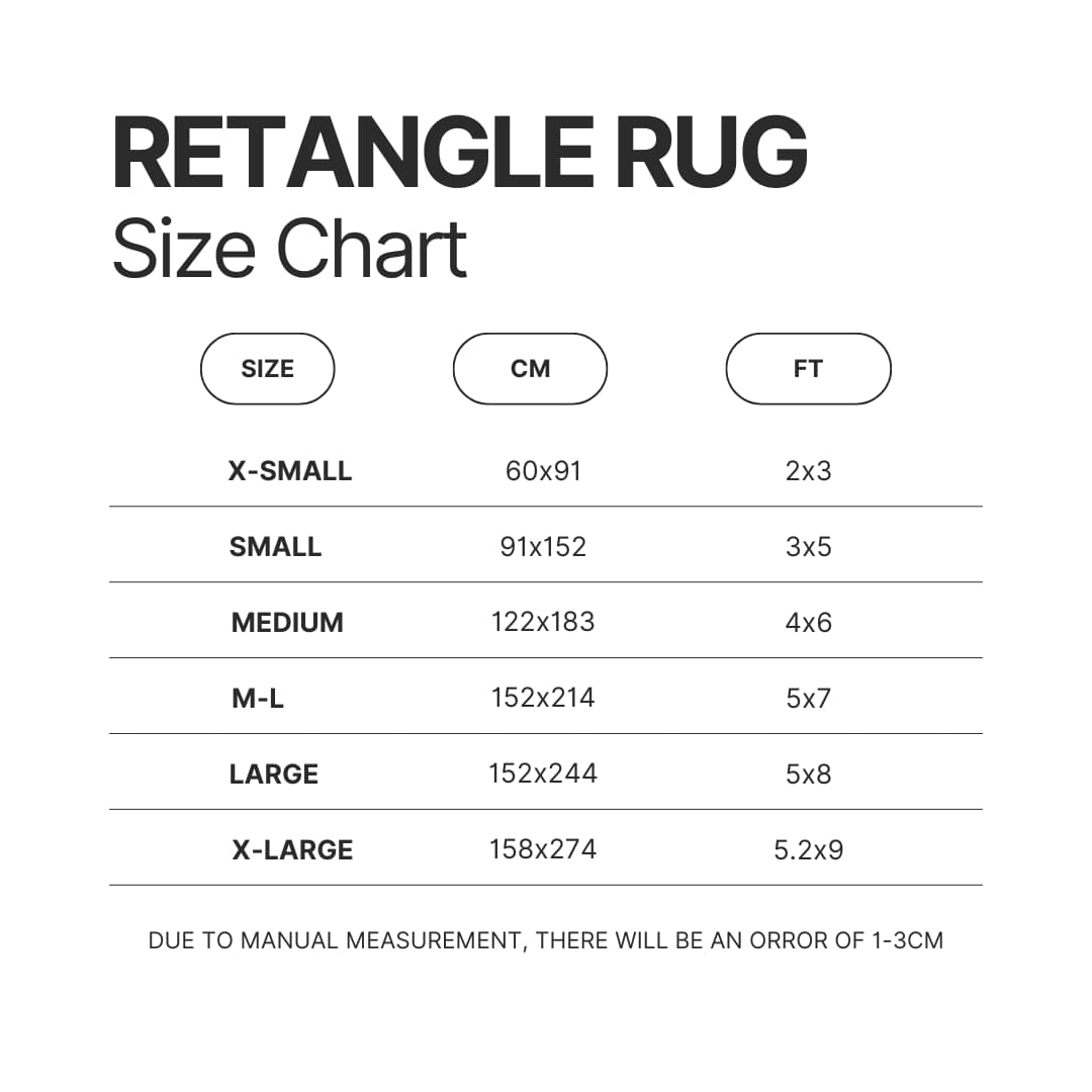 Retangle Rug Size Chart - One Piece Shop