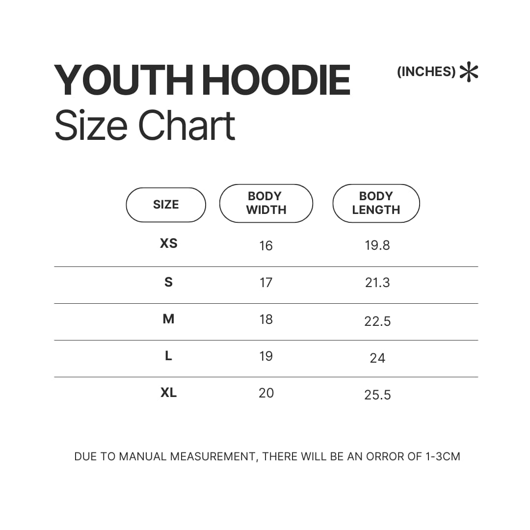 Youth Hoodie Size Chart - One Piece Shop