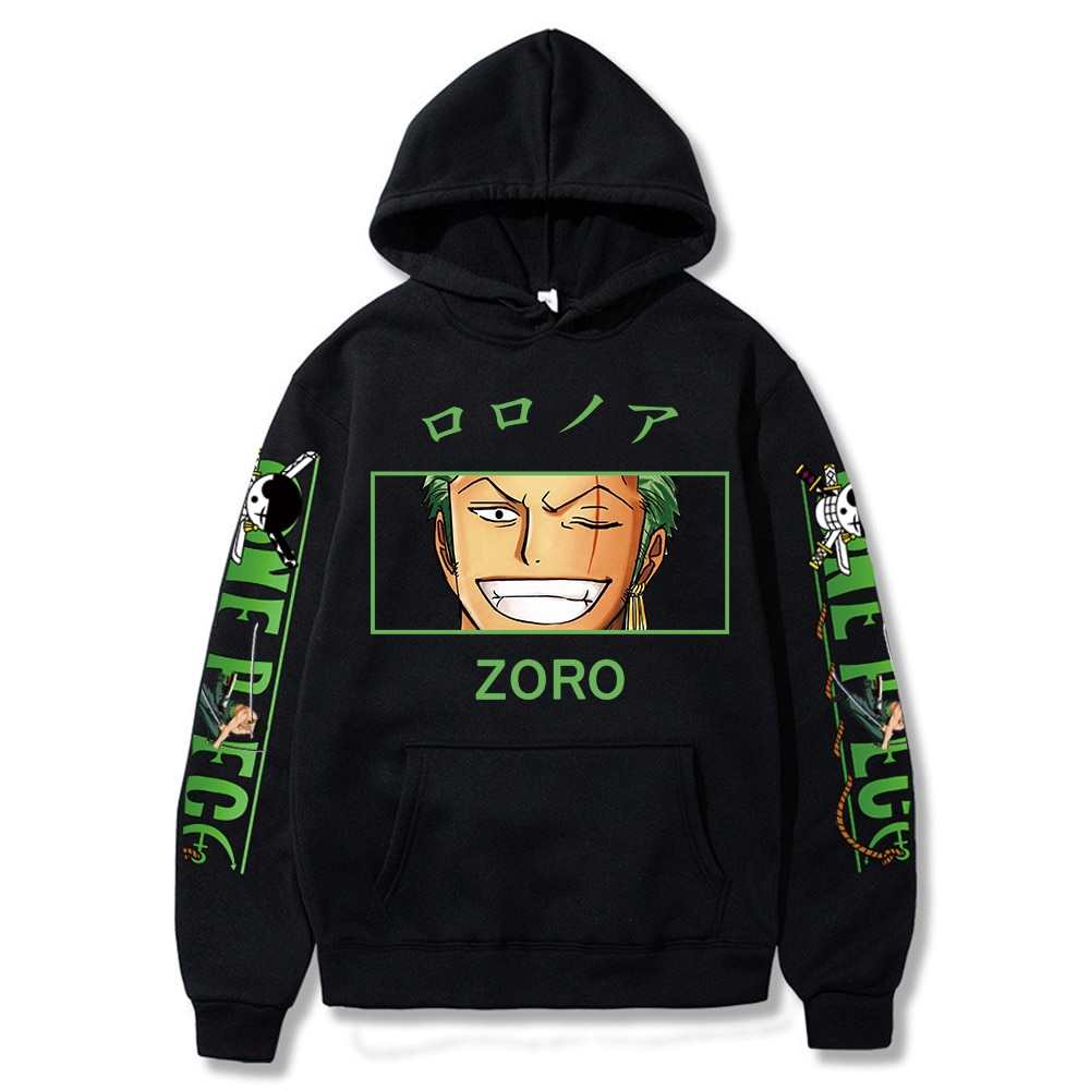 2023 One Piece Hoodies Japanese Anime Roronoa Zoro Printed Men s Hoodie Streetwear Casual Sweatshirts - One Piece Shop
